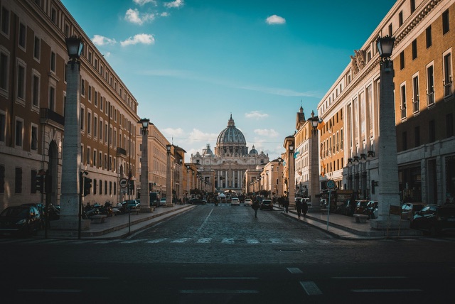 Before: Street view toward St. Peter's Basilica in Rome