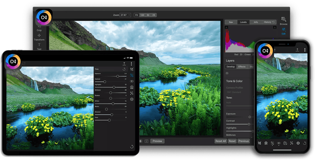 ON1 Photo RAW on desktop, tablet and mobile