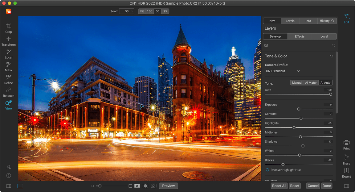 merging photos in on1 photo raw for hdr