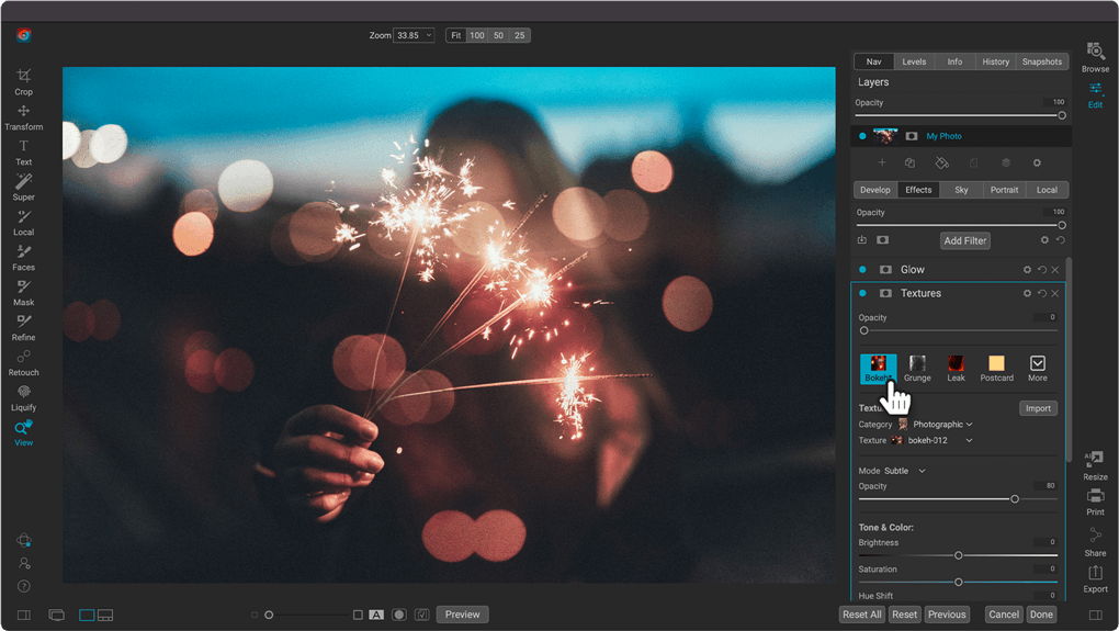 editing photos with effects